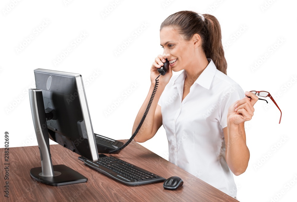 Portrait of a Businesswoman Talking on the Phone