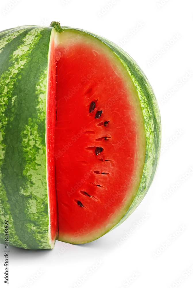 Delicious ripe watermelon on white background