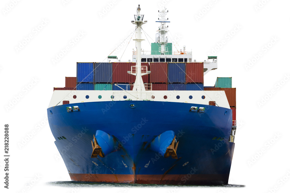 Cargo container ship on white background isolate for freight shipping by sea concept transportation 