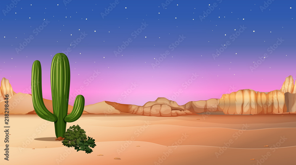 desert scene with sunset