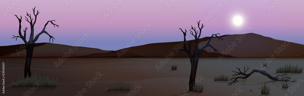 A silhouette desert scene