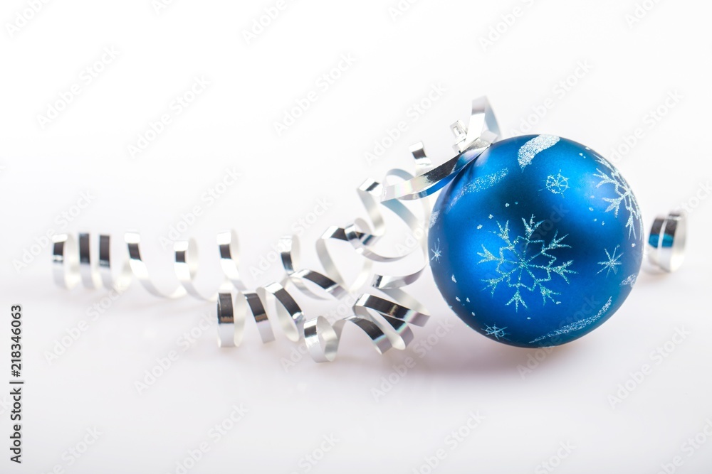 Blue Bauble with Ribbon