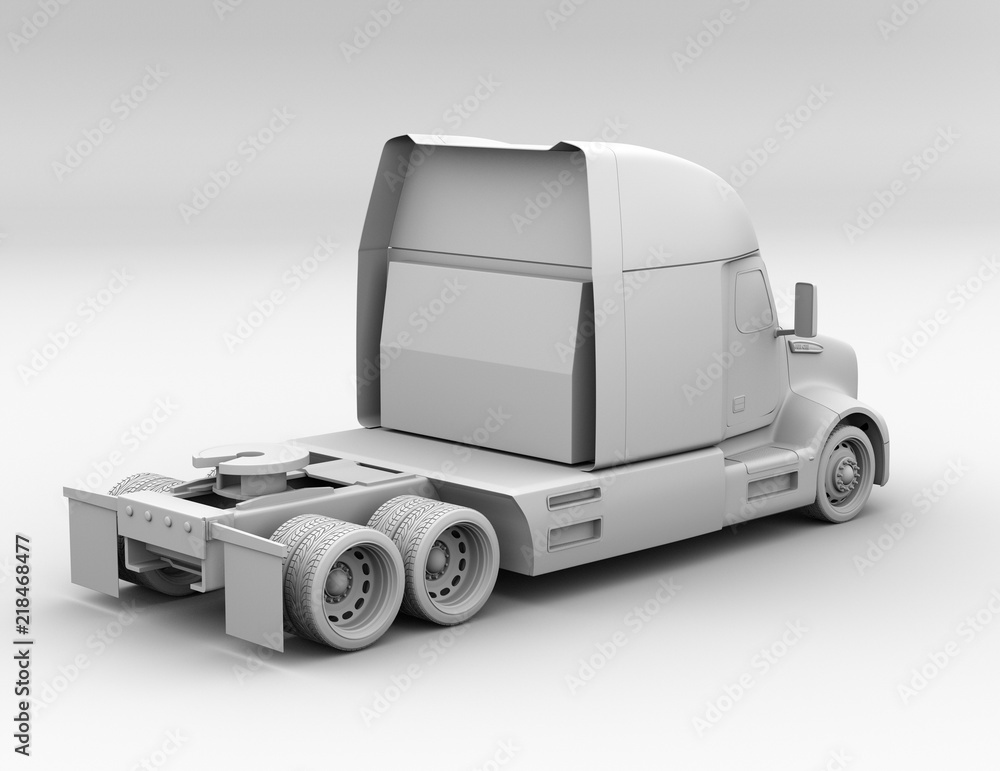 Clay rendering of fuel cell powered American truck. 3D rendering image.