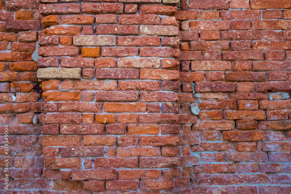 Background of red brick wall pattern texture