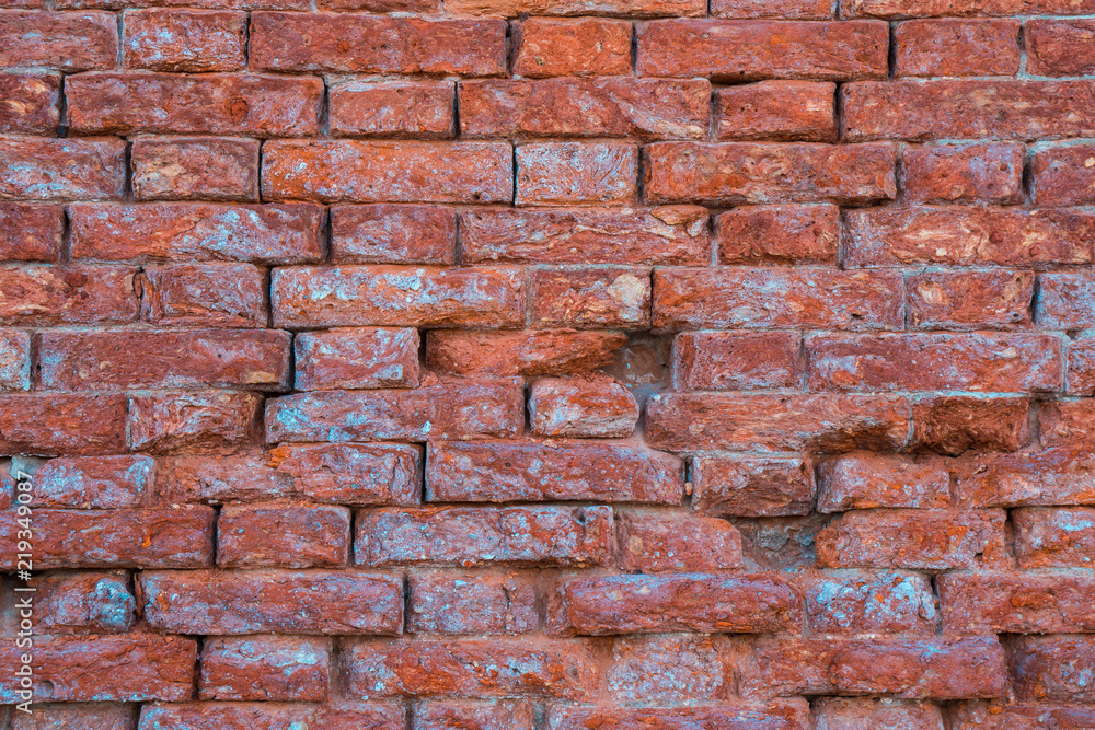 Background of red brick wall pattern texture