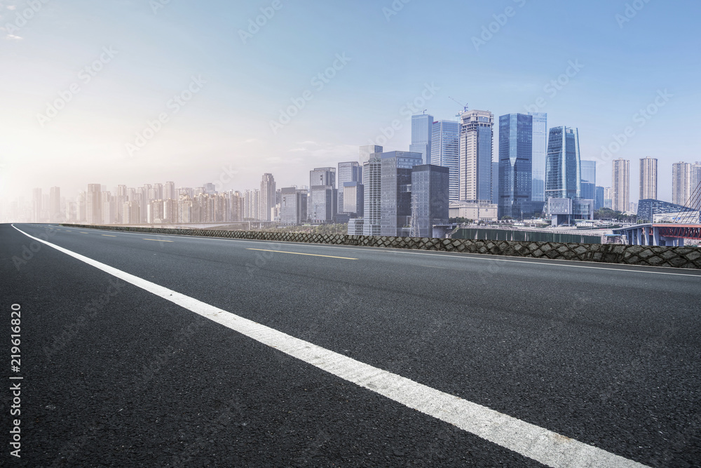 Road surface and skyline of Chongqing urban construction