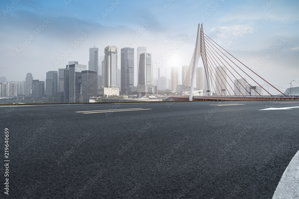 Road surface and skyline of Chongqing urban construction