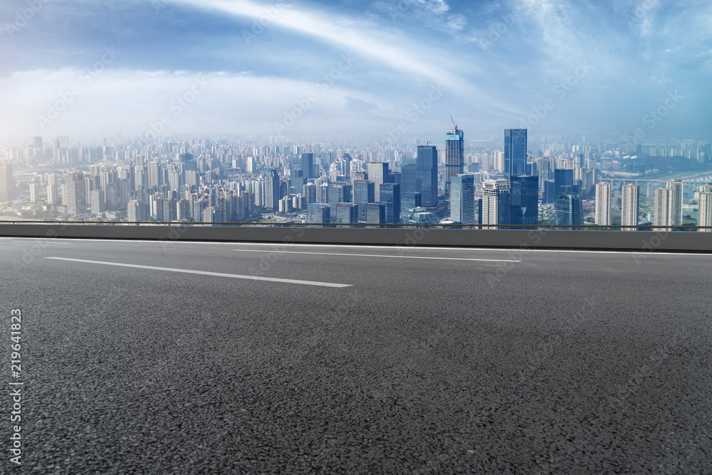 Road surface and skyline of Chongqing urban construction