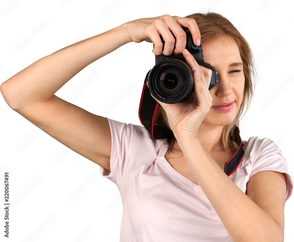 Young Female Photographer - Isolated