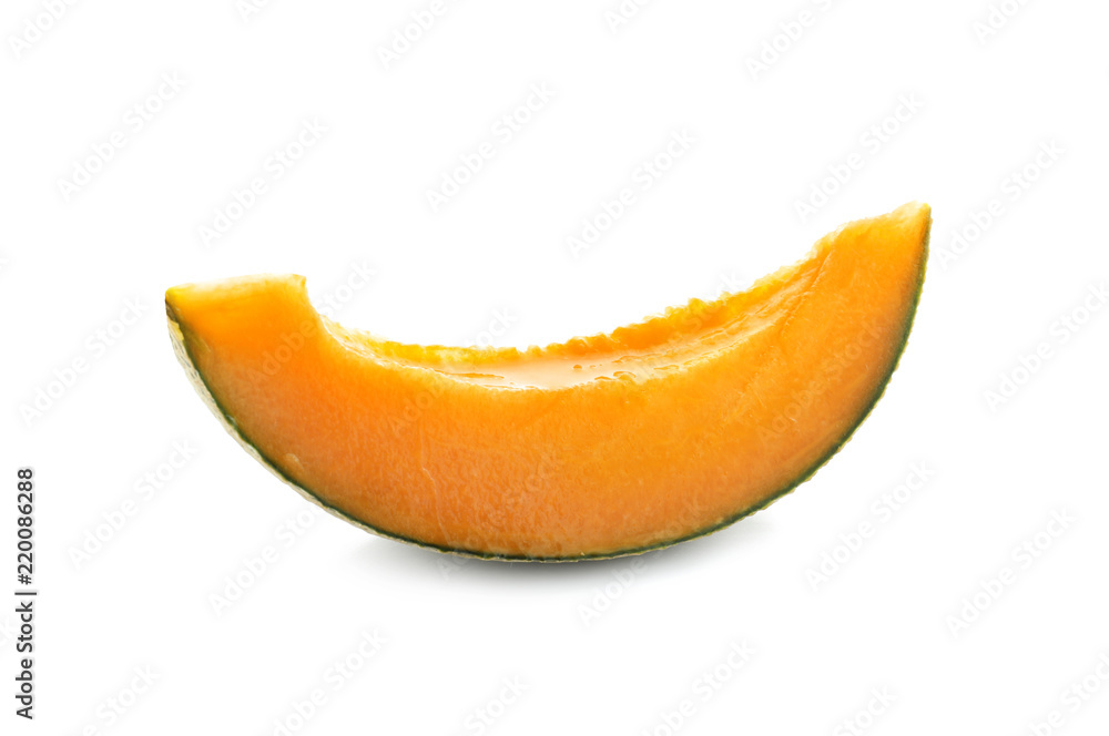 Sliced ripe melon on white background