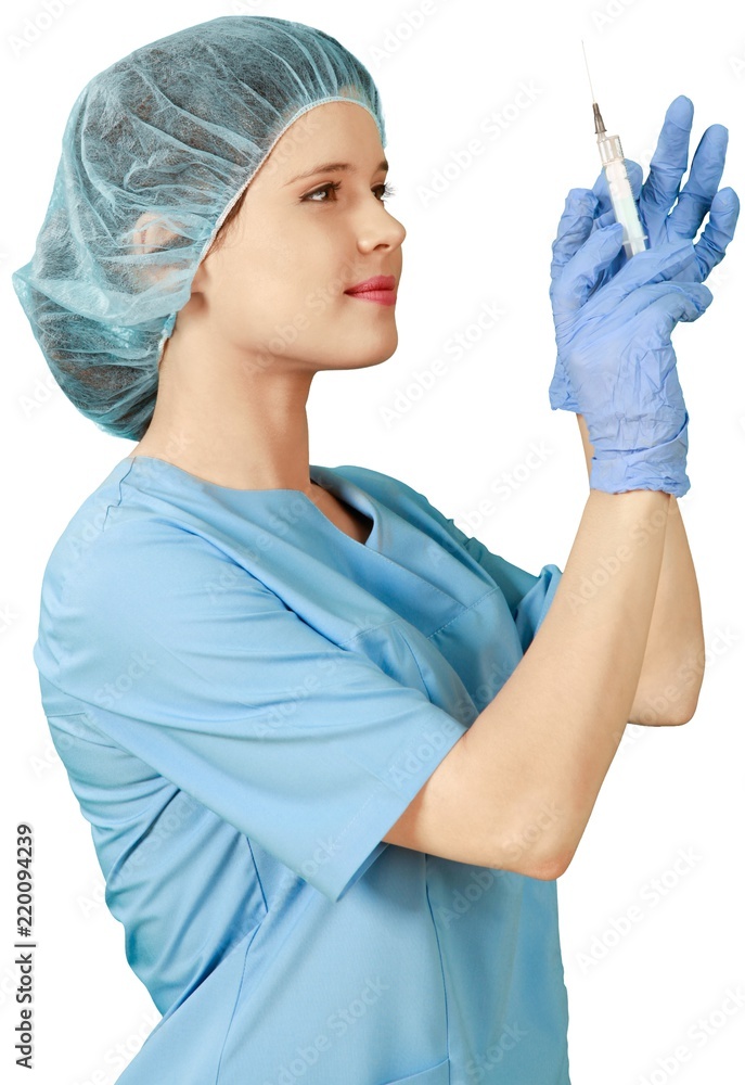 Female Surgeon with Syringe - Isolated