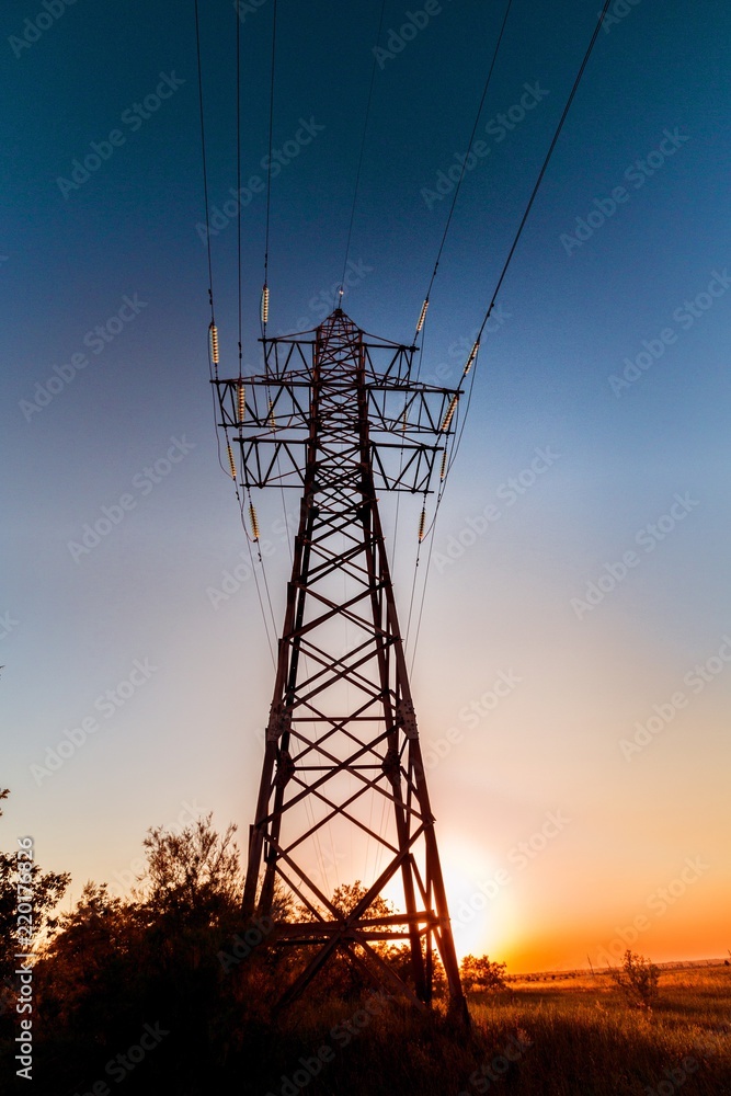 Power Line at Dawn / Sunset