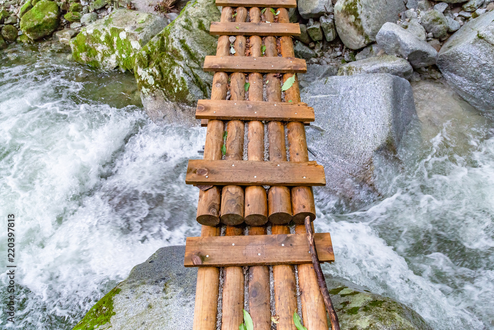 登山道の橋