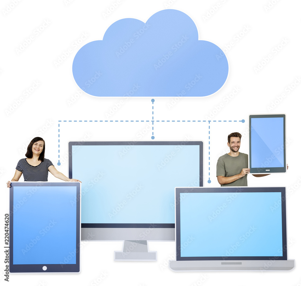 People and cloud computing icons