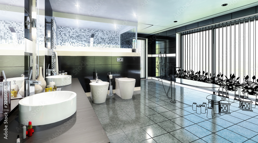 Luxurious Bathroom Furnishing (CAD)