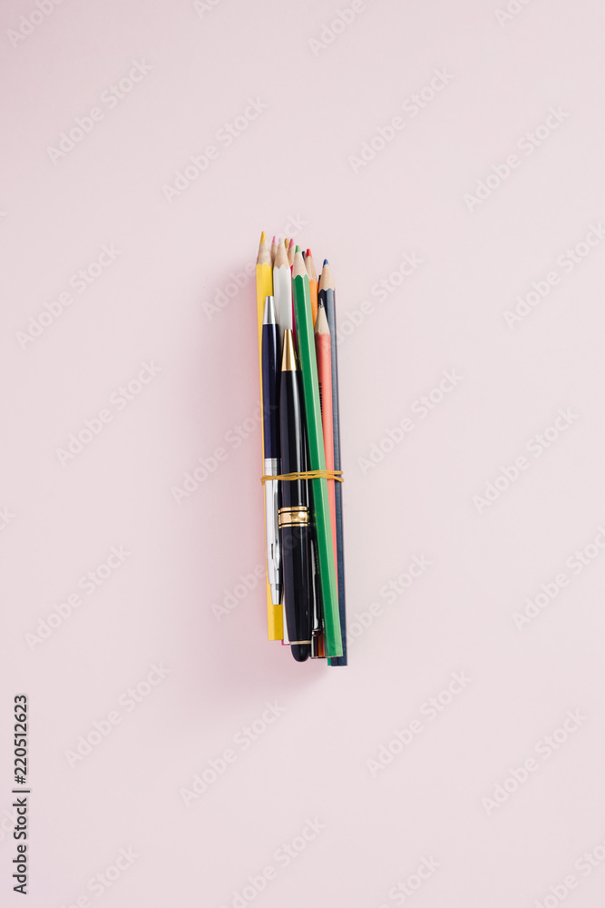 Close up color pencils isolated on white background.