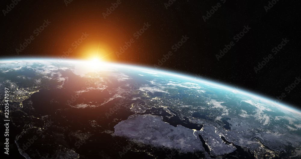 View of blue planet Earth in space 3D rendering elements of this image furnished by NASA