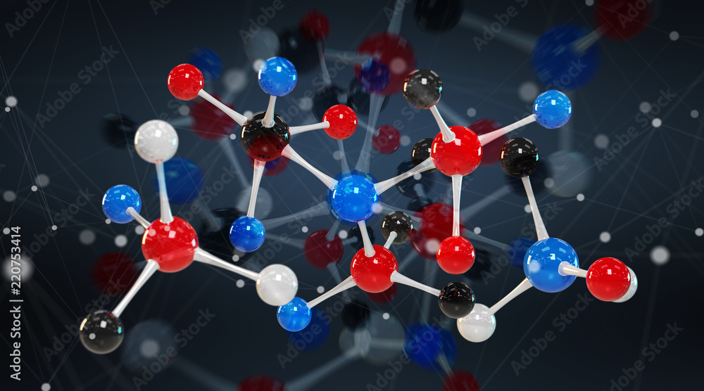 现代数字分子结构3D渲染