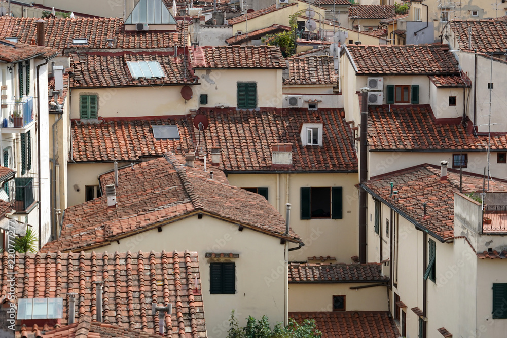 florence italy old houses roofs detail