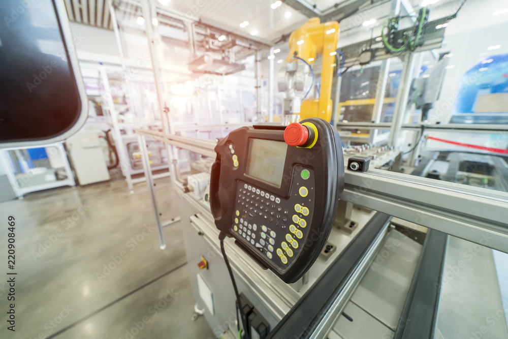 Control panel of auto robot machine of electronics industrial.