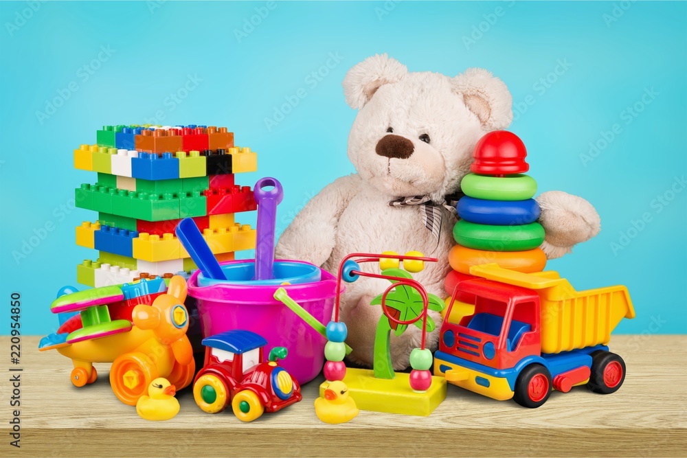 Toys collection isolated on  background