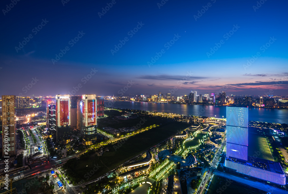 panoramic city skyline in hangzhou china