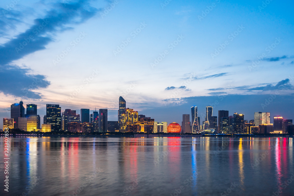 panoramic city skyline in hangzhou china