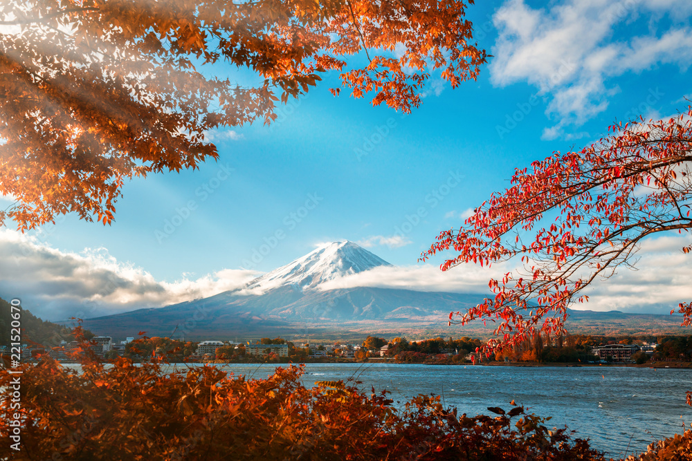 日本秋色富士山