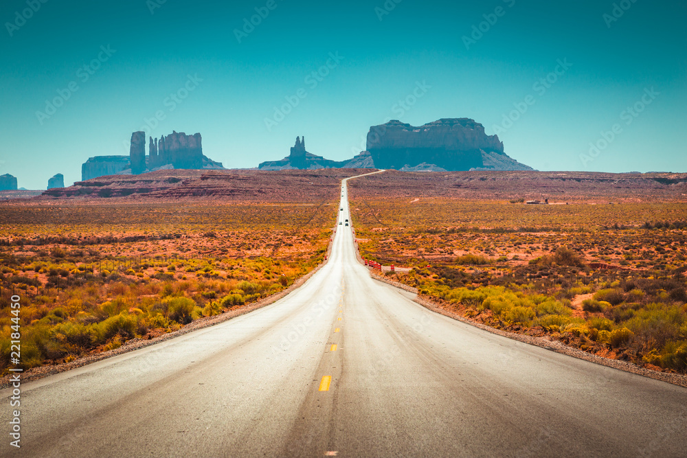 Classic highway view in Monument Valley, USA