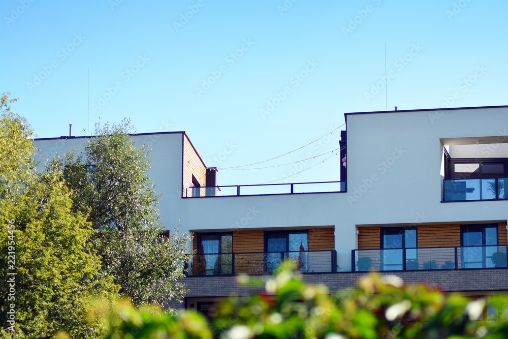 Abstract fragment of contemporary architecture. Residential modern building