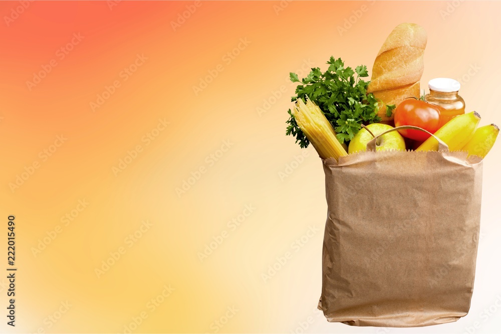 Full shopping  bag, isolated over  background