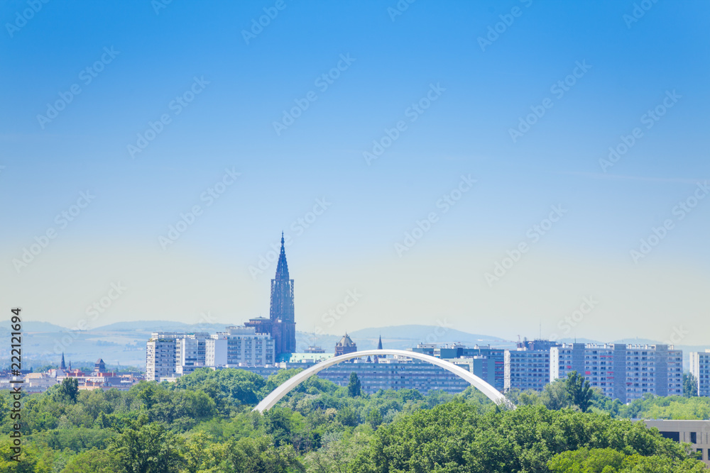 Strasbourg and Passerelle des Deux Rives from Kehl