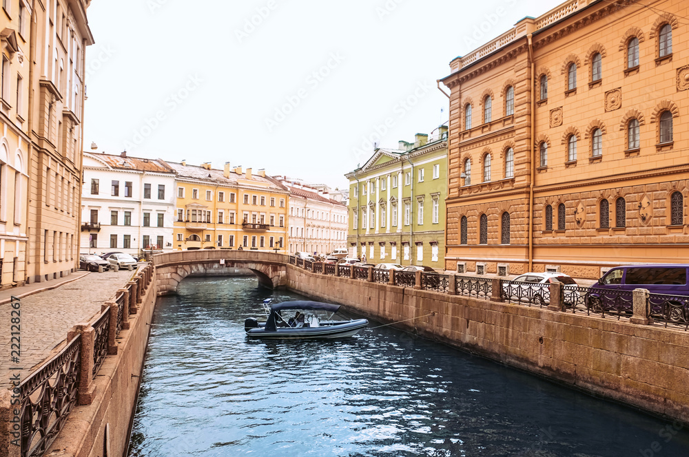 View of canal in beautiful city