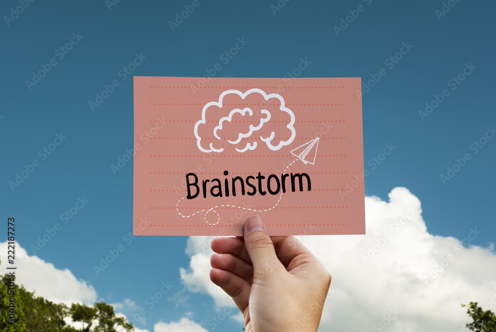 Brainstorm written on a card