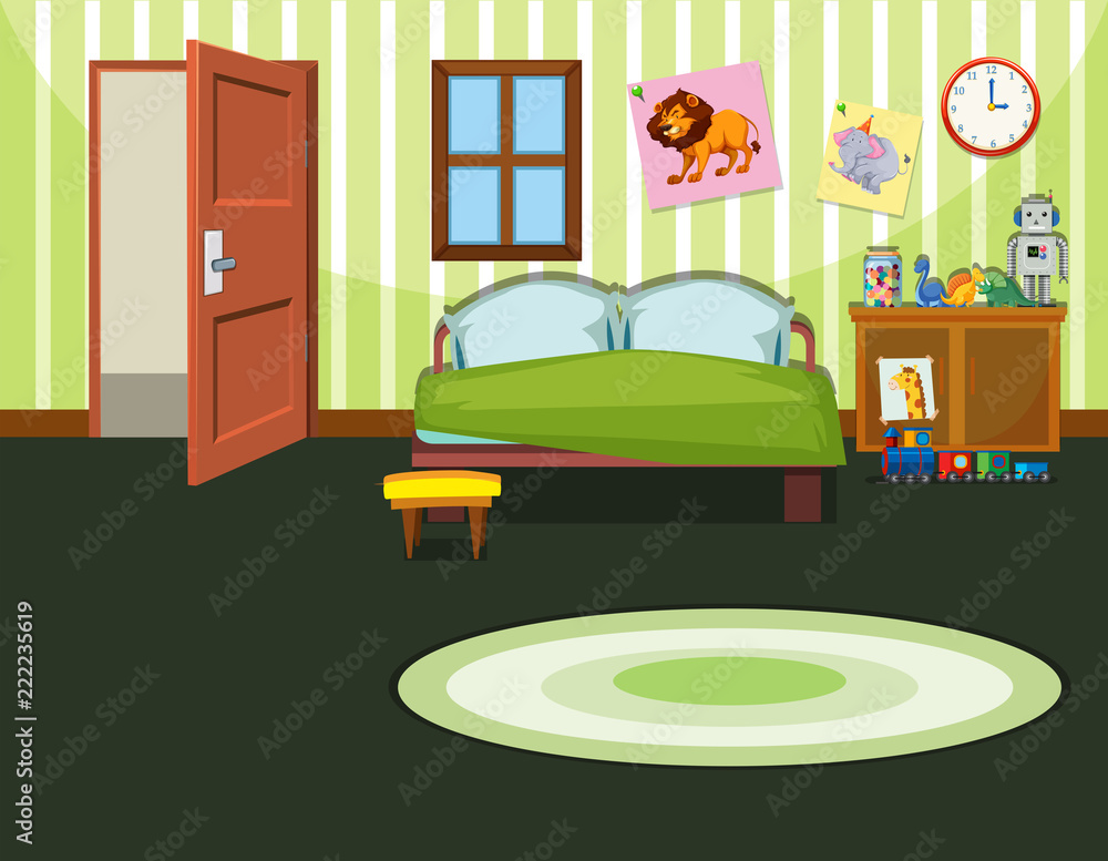 A green bedroom template