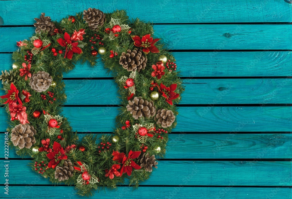 Christmas decorative wreath of holly