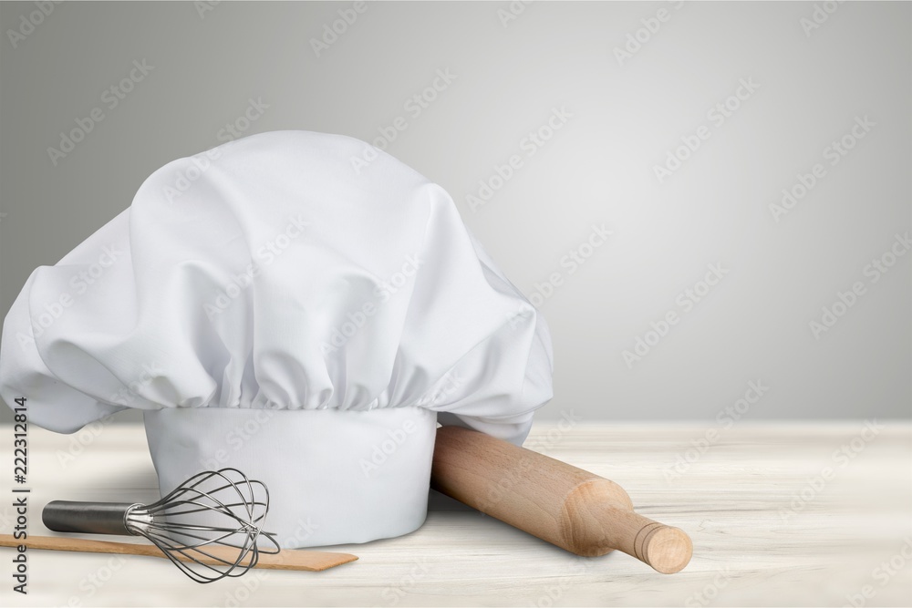 Set of kitchen utensils on background