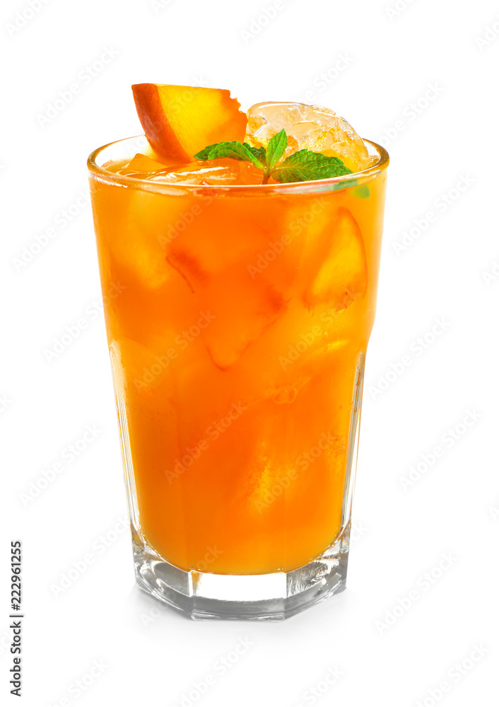 Fresh summer cocktail in glass on white background