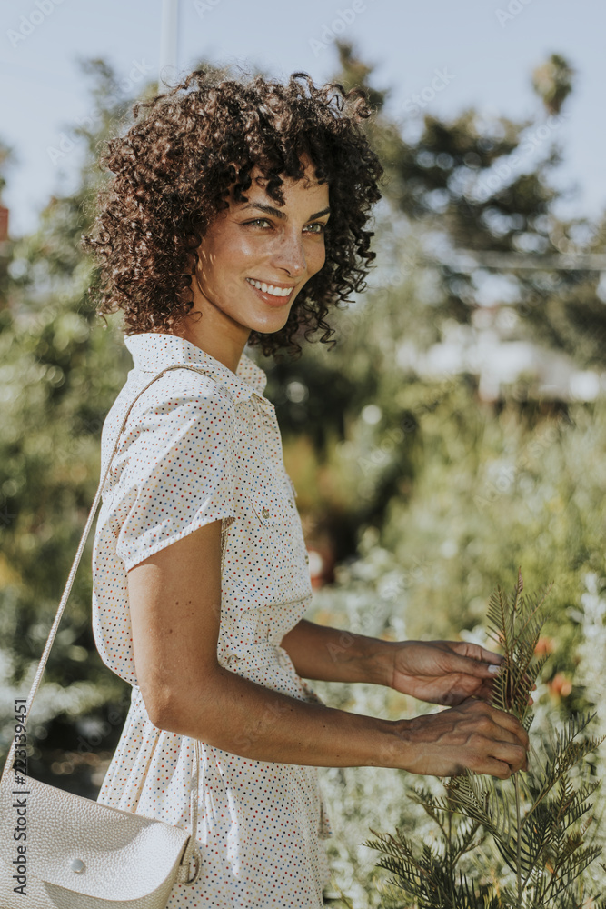 Beautiful woman in a garden