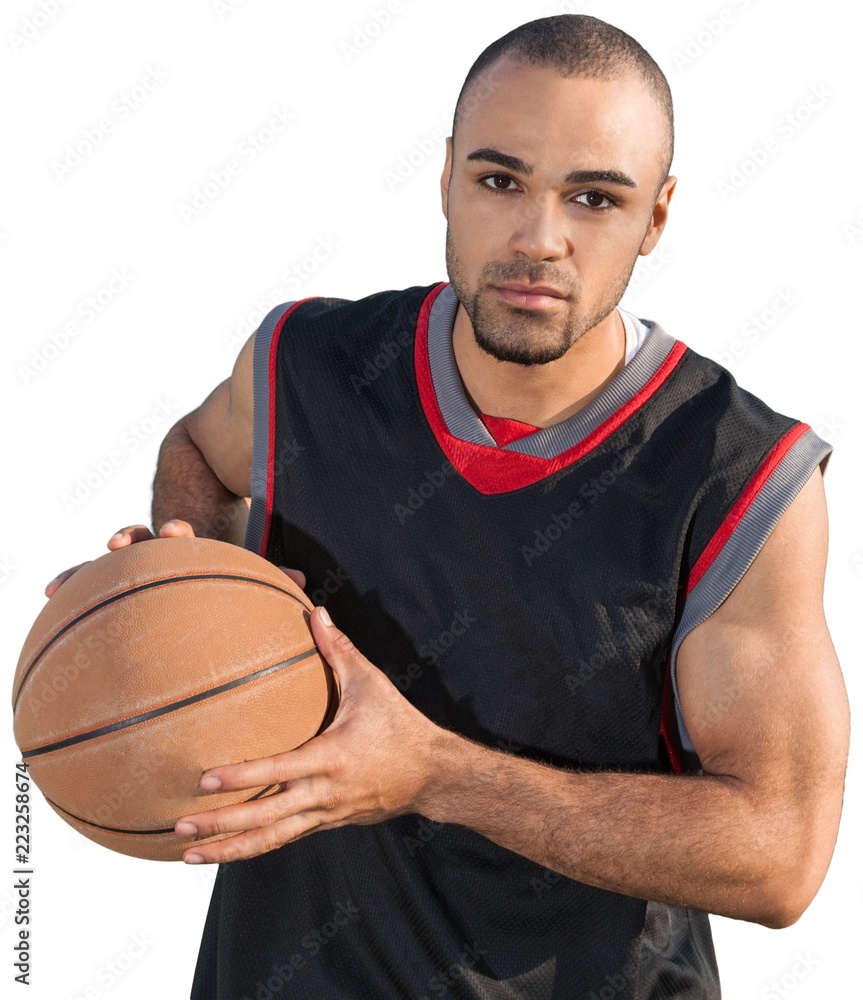 Basketball Player Holding a Ball - Isolated