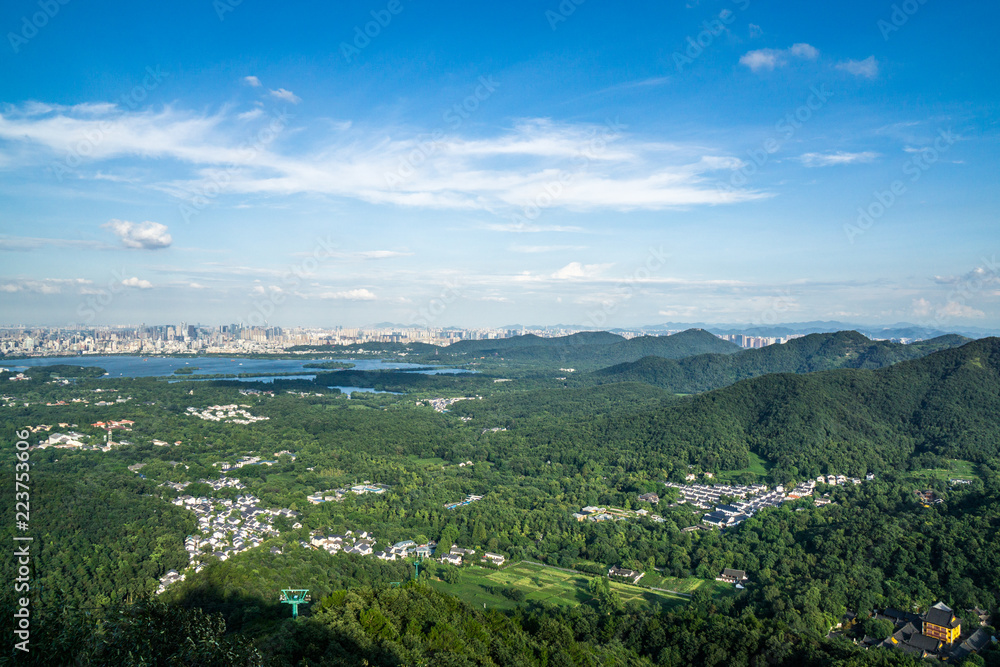 panoramic view of the hangzhou city skyline