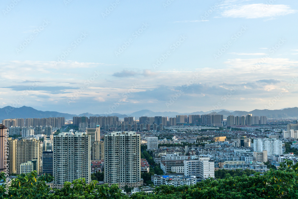 中国杭州全景城市天际线