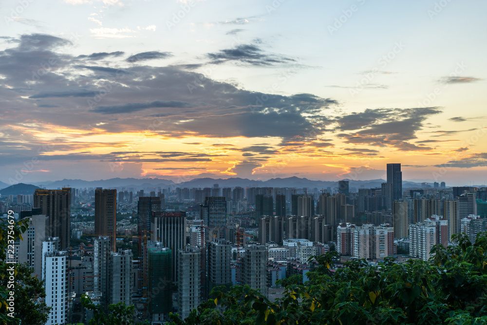 panoramic city skyline in hangzhou china