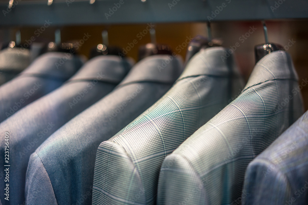 clothes on rack in shop