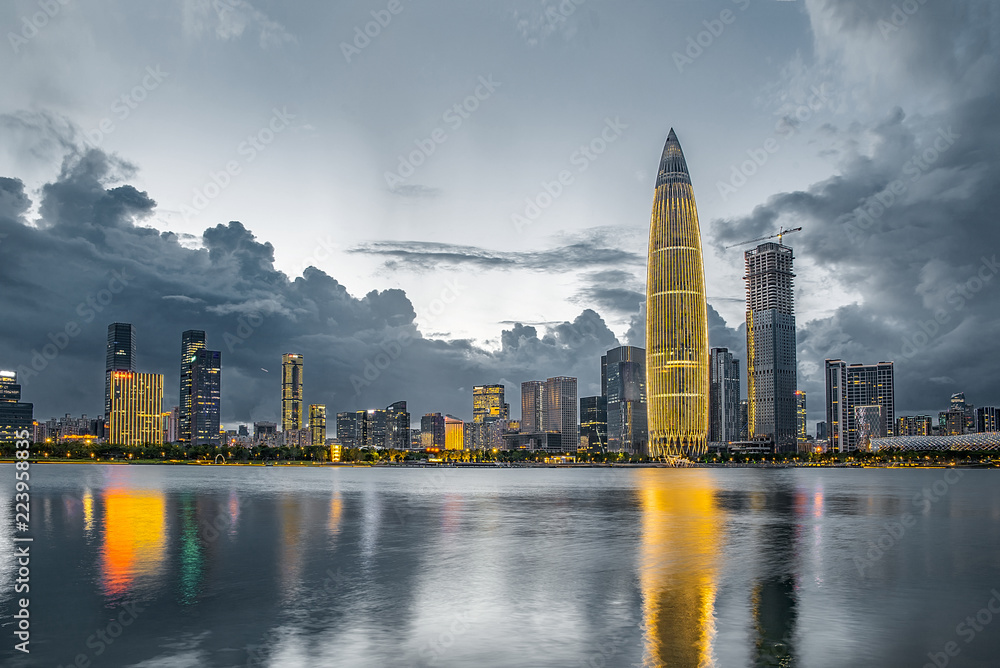 Shenzhen Bay Houhai CBD night skyline