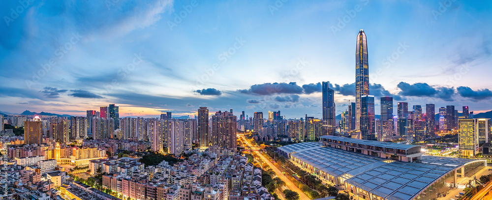 深圳夜景天际线全景