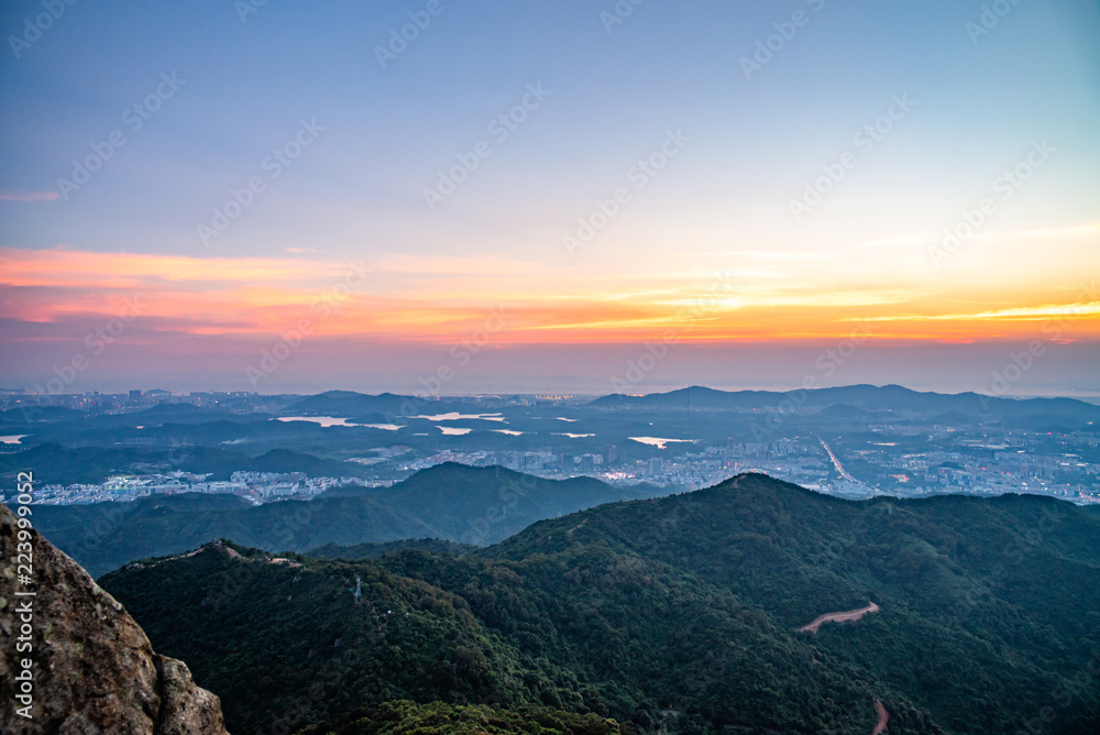 深圳宝安区黄昏天际线