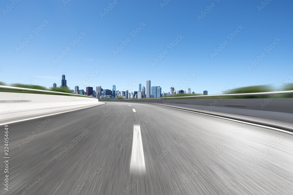 empty highway through modern city