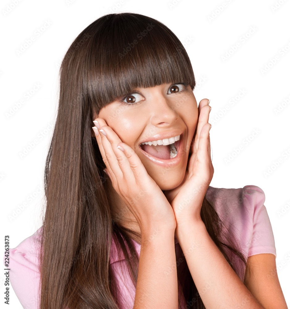 Portrait of a Surprised Young Woman