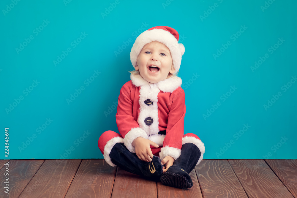 Baby having fun at Christmas time